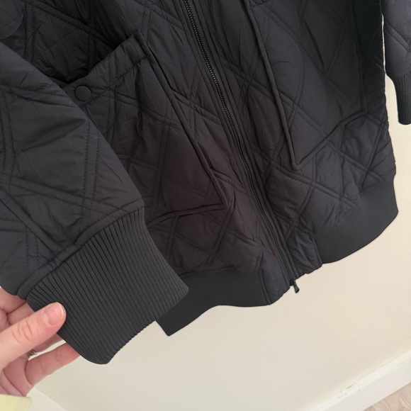Calia Long Quilted Bomber Jacket Black Zip Front Women’s Small - Picture 4 of 10